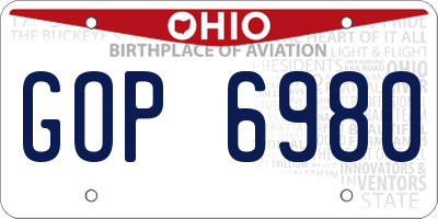 OH license plate GOP6980