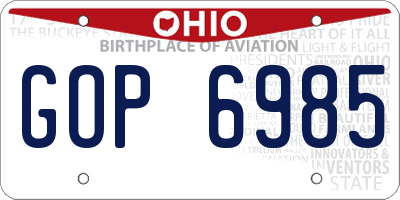 OH license plate GOP6985