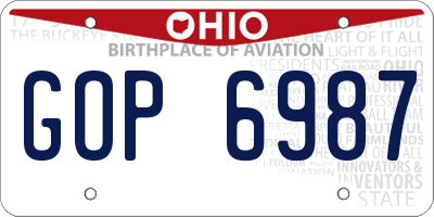 OH license plate GOP6987