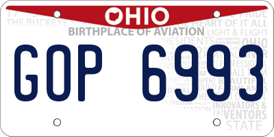 OH license plate GOP6993
