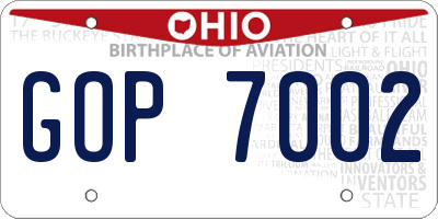OH license plate GOP7002