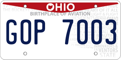 OH license plate GOP7003