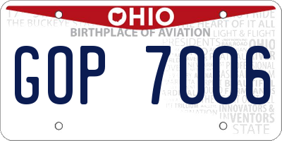 OH license plate GOP7006