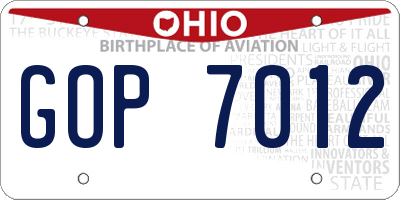 OH license plate GOP7012
