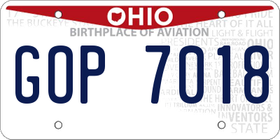 OH license plate GOP7018