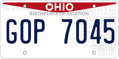 OH license plate GOP7045