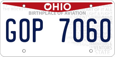 OH license plate GOP7060