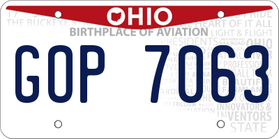 OH license plate GOP7063