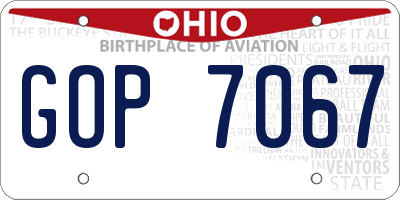 OH license plate GOP7067