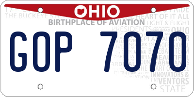 OH license plate GOP7070