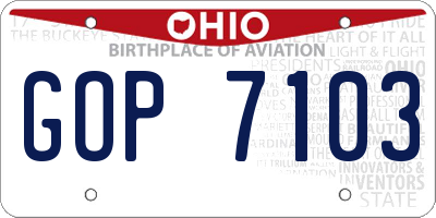 OH license plate GOP7103