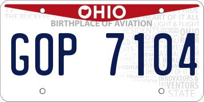 OH license plate GOP7104