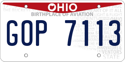 OH license plate GOP7113