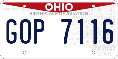 OH license plate GOP7116