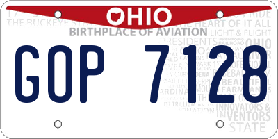OH license plate GOP7128