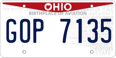 OH license plate GOP7135