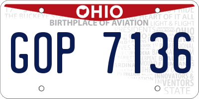 OH license plate GOP7136