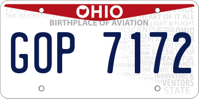 OH license plate GOP7172