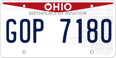 OH license plate GOP7180