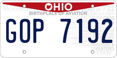 OH license plate GOP7192
