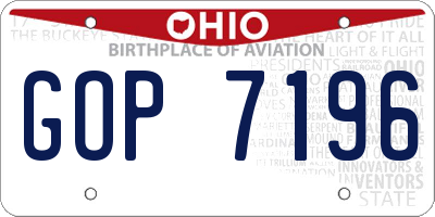 OH license plate GOP7196