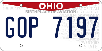 OH license plate GOP7197