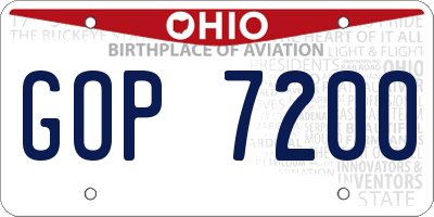 OH license plate GOP7200