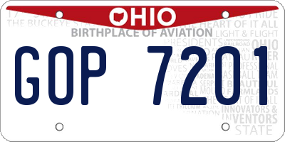OH license plate GOP7201