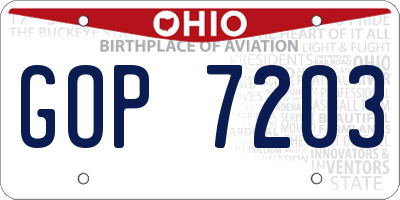 OH license plate GOP7203