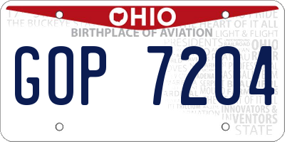 OH license plate GOP7204