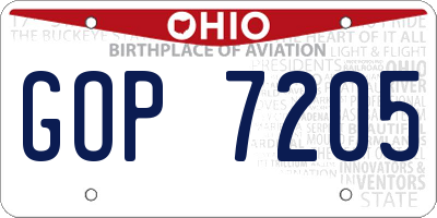 OH license plate GOP7205