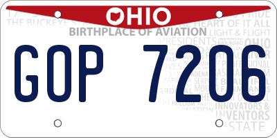 OH license plate GOP7206