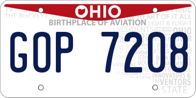 OH license plate GOP7208
