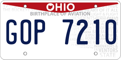 OH license plate GOP7210