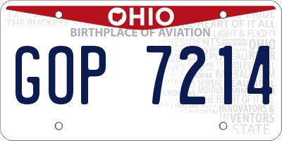 OH license plate GOP7214