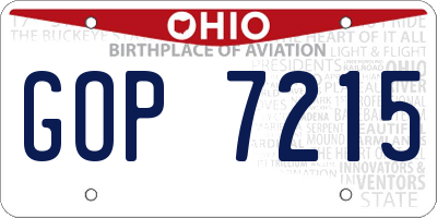 OH license plate GOP7215