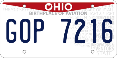 OH license plate GOP7216