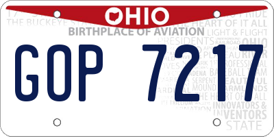 OH license plate GOP7217