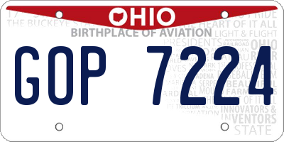 OH license plate GOP7224
