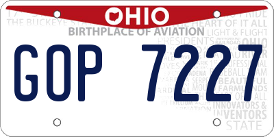 OH license plate GOP7227