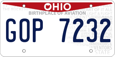 OH license plate GOP7232