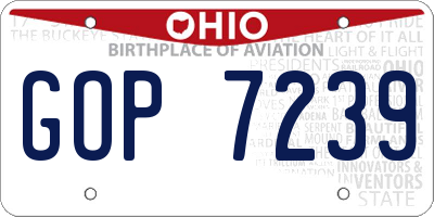 OH license plate GOP7239