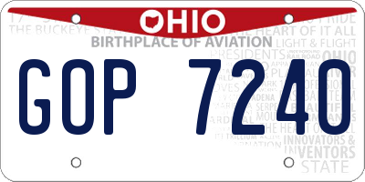 OH license plate GOP7240
