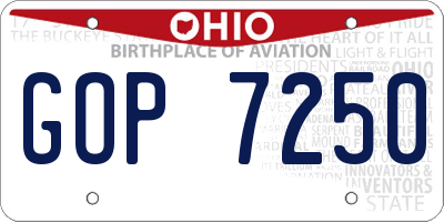 OH license plate GOP7250