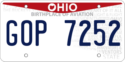 OH license plate GOP7252