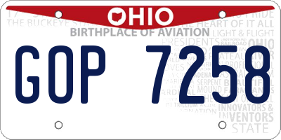 OH license plate GOP7258