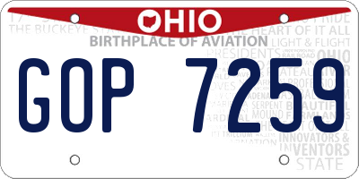 OH license plate GOP7259