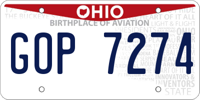 OH license plate GOP7274