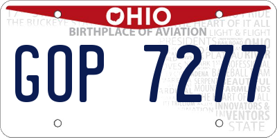 OH license plate GOP7277
