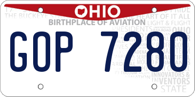 OH license plate GOP7280